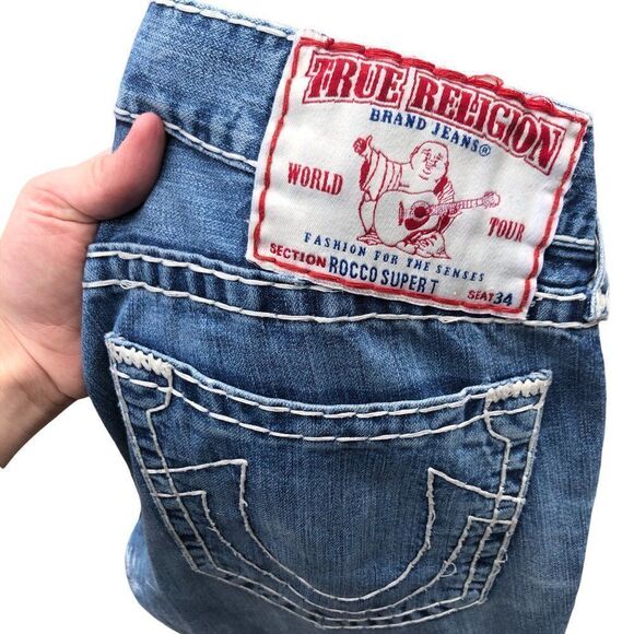 TRUE Religion Jeans Size 34 ROCCO SUPER T Blue - Picture 9 of 11